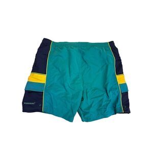 Vintage 80’s Men’s weekender surf swim trunks shorts green blue large